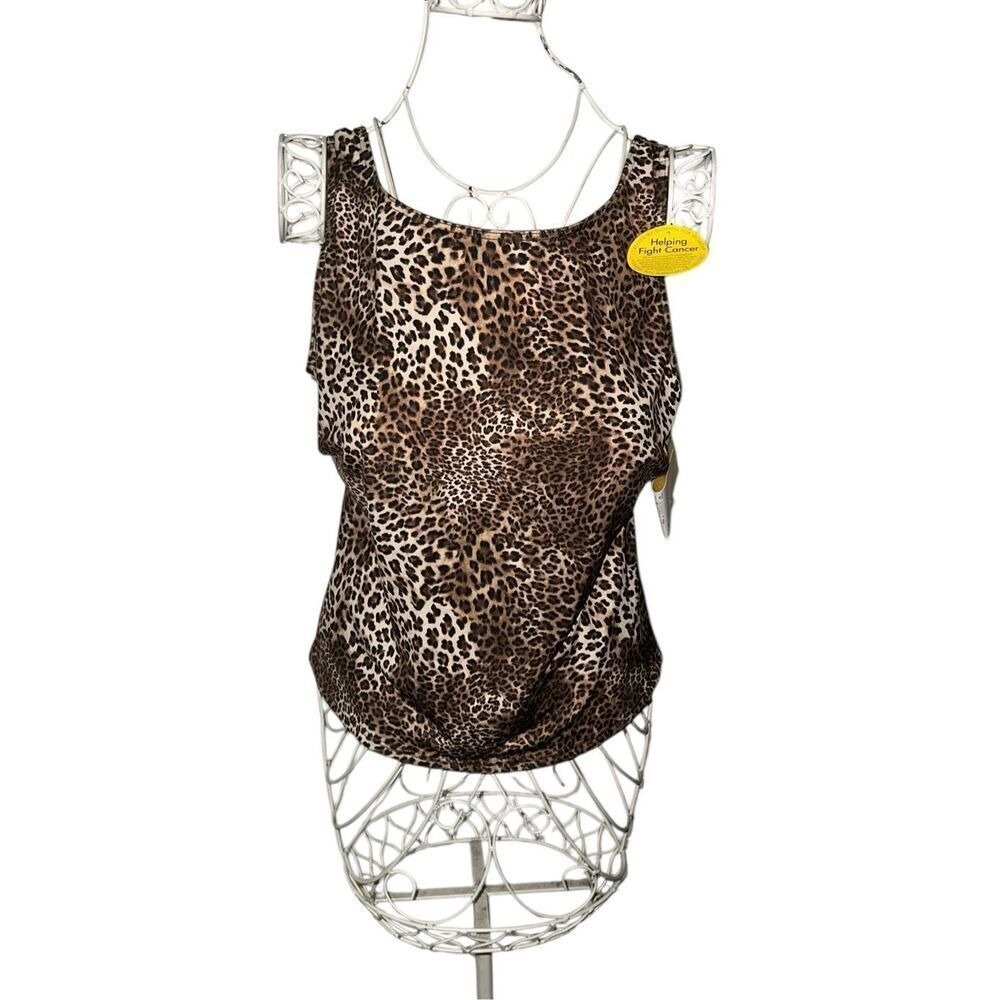 NEW WITH TAGS It Figures Women's Animal Print SWIMSUIT TOP Camikini Bathing Suit